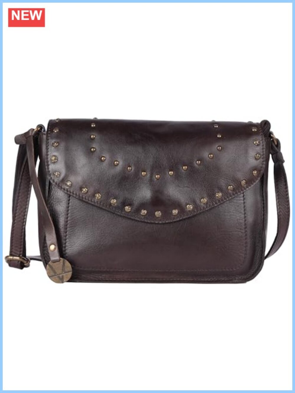 Italian Leather Boho Studded Crossbody Sling Bag for Women